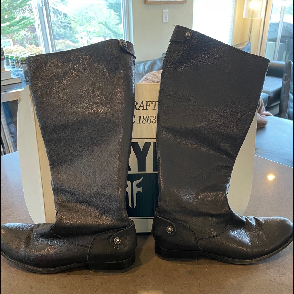 FRYE Melissa Button Back Zip Boot, Black 9.5